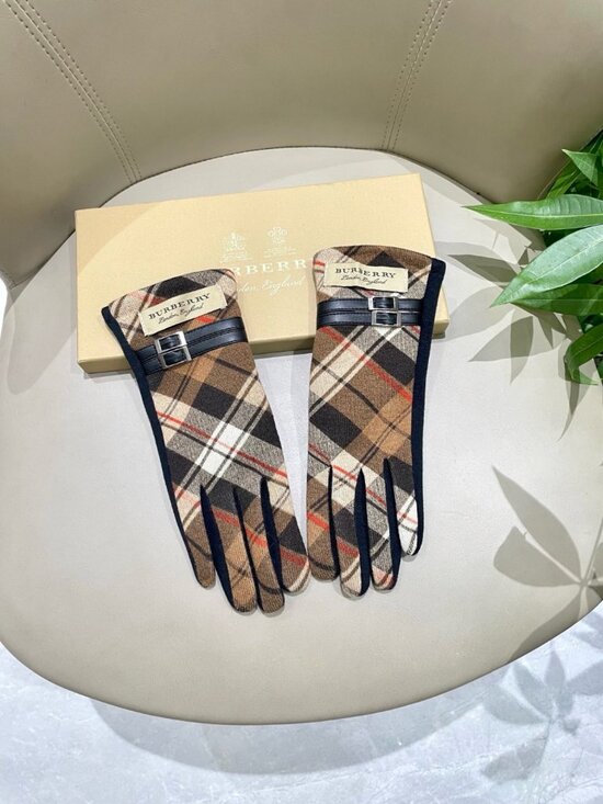 Burberry Accessories - Burberry Plaid Wool Gloves with Buckle Detail